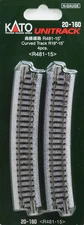 Kato 20-160 N Unitrack 19" Radius 15 deg Curve 4pcs