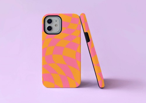 Wavy Distorted Checkered Check 2 in 1 Tough Phone Case/Cover For iPhone - Picture 13 of 15