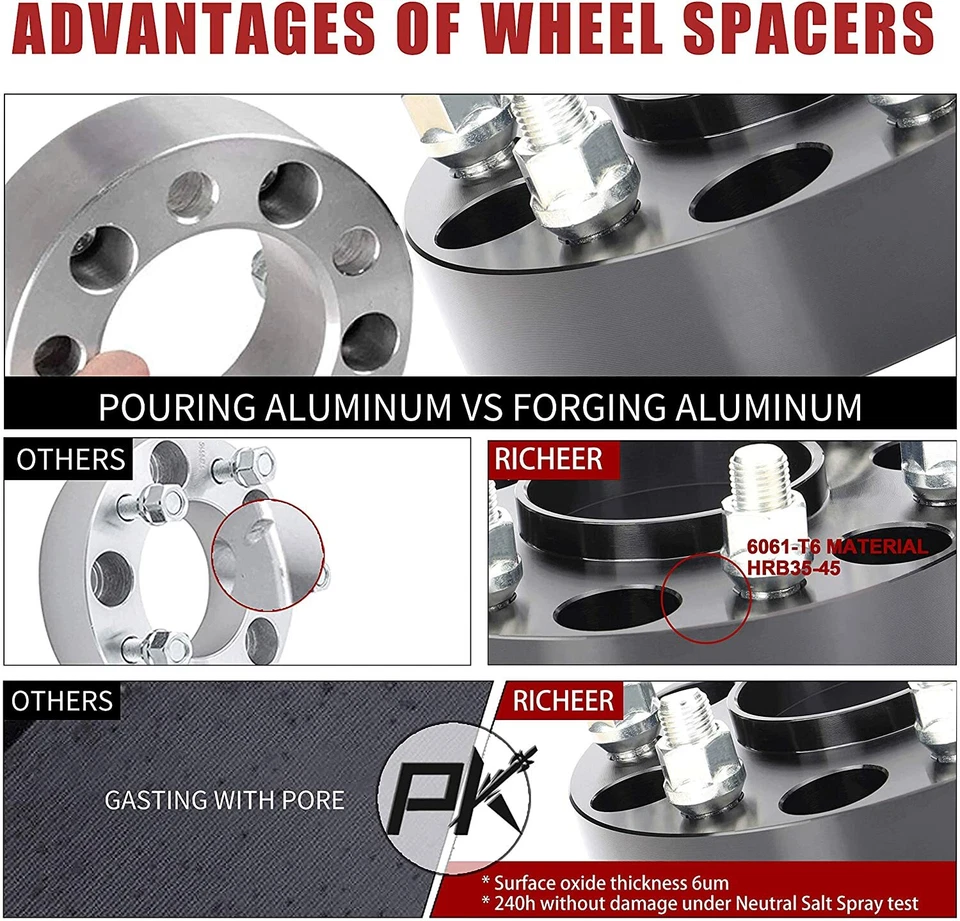 4Pcs 2" 6x5.5 Wheel Spacers Hubcentric for Chevy Silverado 1500 Tahoe GMC Sierra - Image 3 of 4
