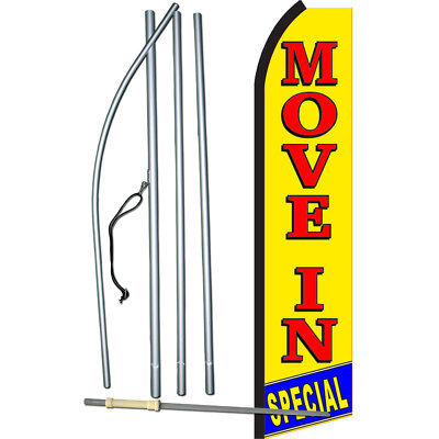 Move In Special Y/R Flag with Flag Pole and Spike