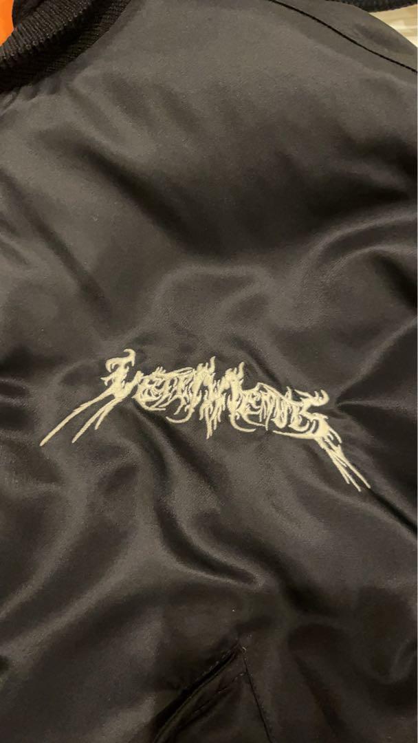 VETEMENTS WE64KN900PWPINKWHITE 関税送料込 Used 2017 AW Vetements TFD Bomber Jacket MA-1 Outer Mens