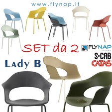 SCAB DESIGN SET DA 2 SEDIE LADY B 4 GAMBE VERNICIATE CASA BAR LIVING PRANZO