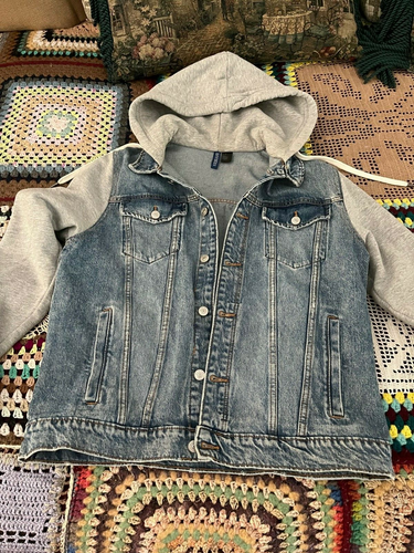 H\u0026M Divided Hooded Jean Denim Jacket 