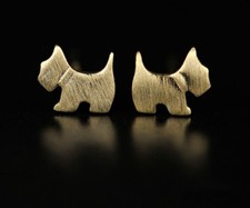 Fashion Girl / Women 925 Sterling Silver Gold Dog Puppy Animal Post Earring Stud