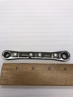 1 pc.  PROTO 1191-A 1/4 & 5/16 6PNT DOUBLE BOX END RATCHET WRENCH. USA (loc stk)