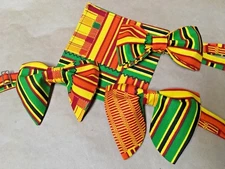 Handmade Men's African Print Kente Bow Tie Handkerchief Pre-tied Bright Colorful