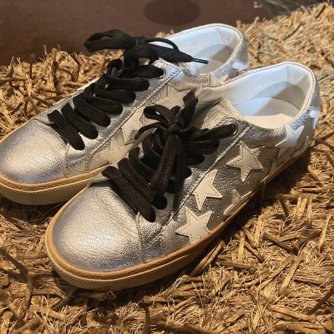 Sneakers basse YSL Saint Laurent stella bianca pelle argento donna 35 US5