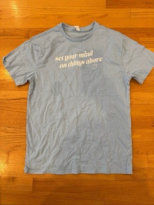 Set Your Mind on Things Above T-Shirt Blue Graphic Tee New CLOTHING00012