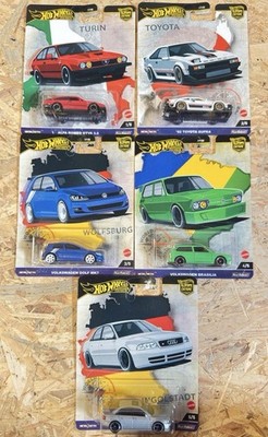 Hot Wheels Kool Kombi Premium Gold World Tour Set, 5 Autos, Maßstab 1:64