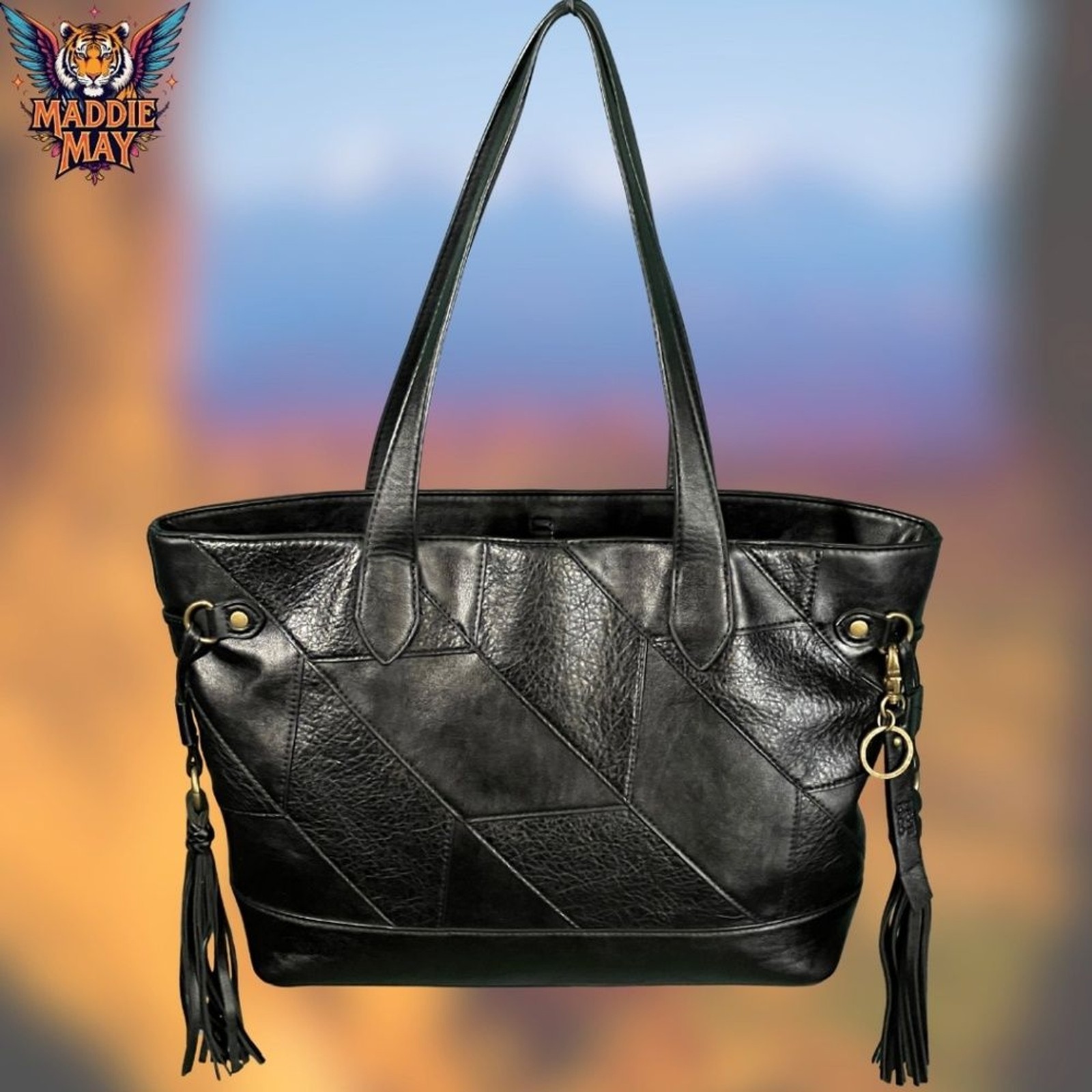 🌟Frye and Co: Black Patchwork "Melissa Carryall"… - image 1