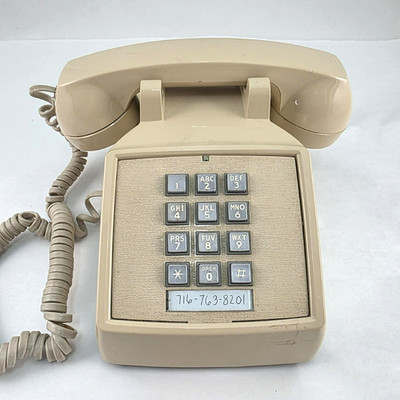 Vintage ITT Push Button Touch Tone Table Top Telephone Tan Beige Cortelco USA