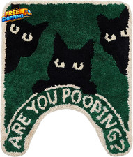 Cat Toilet Rug Are You Pooping Bathmat Handmade  Premium 24In Hypebeast Decor..