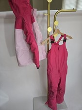Lands End Squall Snow Bibs And Jacket Pink Med 8 Large 10 Grow A Longs