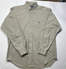 Ralph Lauren Shirt Mens MediumBrown Blake Silk Linen Blend Long Sleeve Button Up