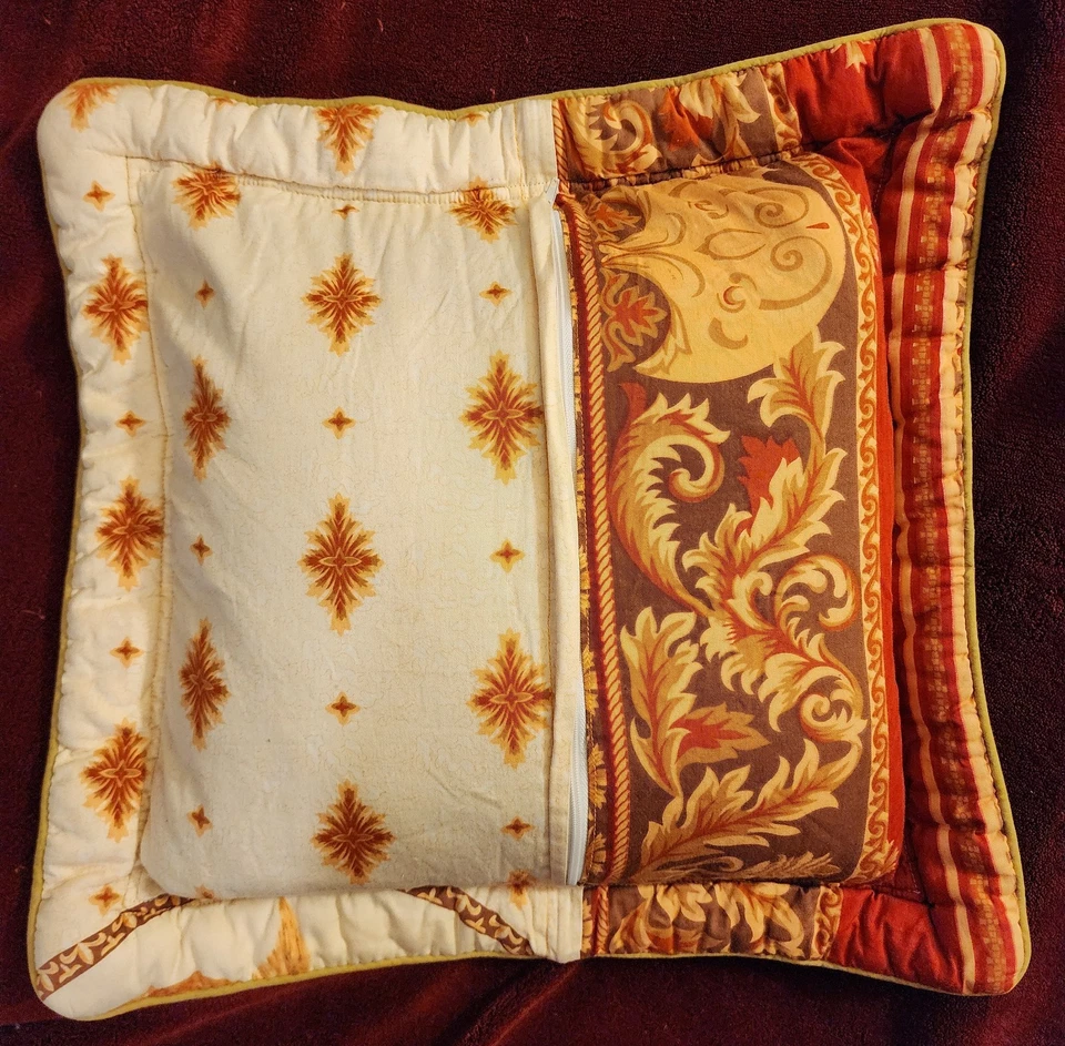 Quilt Quilted throw pillow cover Angels Renaissance Romantic Tan Yellow Autumn - Image 2 of 4