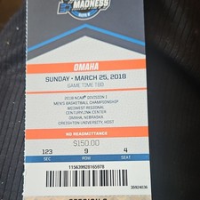 2018 NCAA Men's Basketball Championship Ticket Stub Creighton Omaha