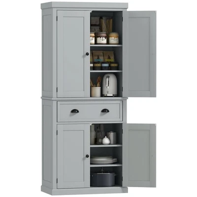 HOMCOM 72" H Colonial Kitchen Pantry Freestanding Storage Cabinet White