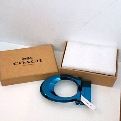 Coach New York Blue Metal Belt Buckle with Box