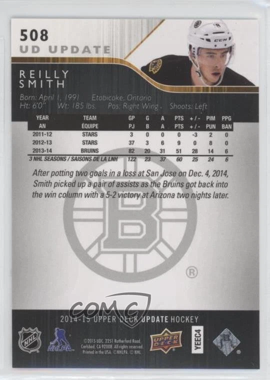 2014-15 SP Authentic Upper Deck Update Reilly Smith #508 - Image 2 of 2