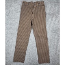 Vintage Wah Maker Buckle Back Mens Brown Striped Western Riding Pants Size 32x34