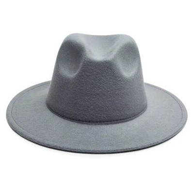 Gray Classic Fedora Hat Felt Panama Jazz Cap, Vintage, Wide Brim, Men, Woman