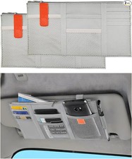 2 PCS Car Sun Visor Organizer, Multi-Pocket Storage Holder with Zipper, Auto Vis
