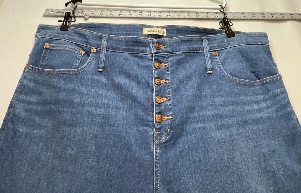 Madewell Vaqueros Mujer 36 45 x 28 Cali Demi-Bota Botón Mosca Sin Dobladillo Plus Azul Foto 2 de 4