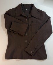 Vtg Guess Jeans Woman’s Large Chocolate Polyester Blazer Made In USA