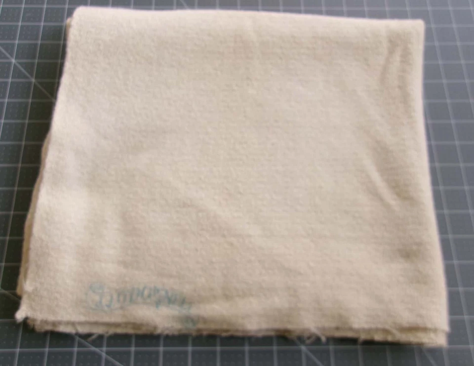 Vintage 100% WOOL Woven FABRIC Hand Spun Natural White Tweed Boucle Primitive - Image 2 of 4