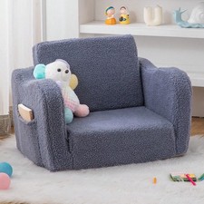 Baby Toddler Sofa Couch For Kids Foldable 2-In-1 Sherpa Fold Out Couch Bed-Zenga