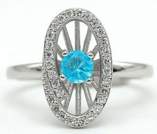 1CT Aquamarine Topaz 925 Solid Sterling Silver Ring Sz 7 IB1-3