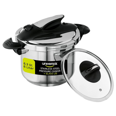 #ad 6.3 Quart 6 Liter Stainless Steel Easy Use Pressure Cooker Extra Glass ... $149.45