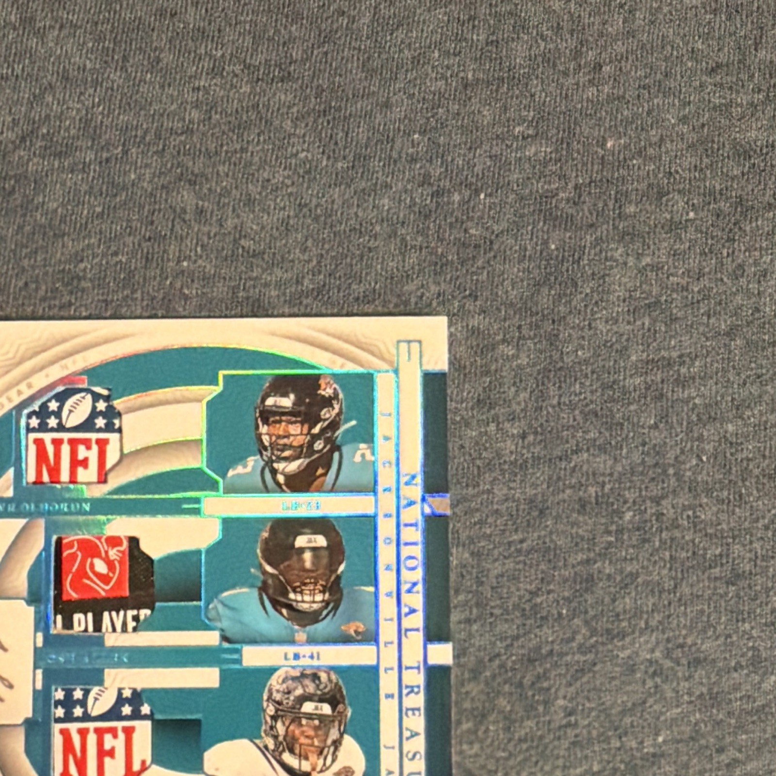 2023 Panini National Treasures Quad NFL Shield Lawrence/Etienne/Allen/Olad 1/1 view 3