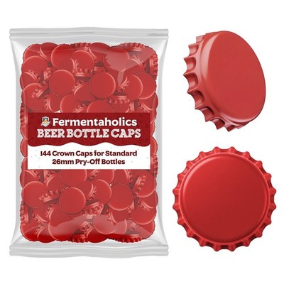 Fermentaholics Red Beer Bottle Caps - 144