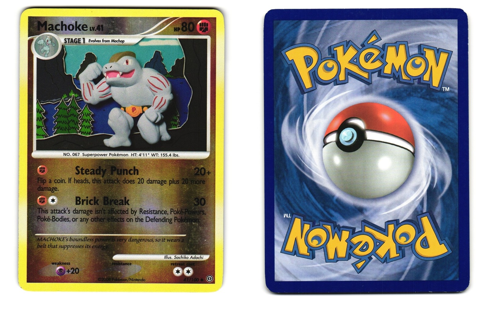 MACHOKE 41/100 UNCOMMON STORMFRONT POKEMON REVERSE HOLO LP 2008