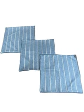 Croscill 3 Euro Pillow Shams  26" X  26"  Soft Denim Like Blue Gold Stripe Zip