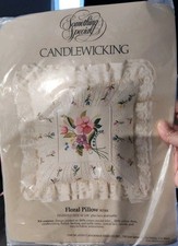 Something Special Candlewicking Floral Pillow Cover Kit 14" 80144 Candamar 1984