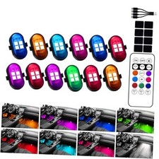 Upgraded 4LEDs Wireless Led Lights for Car with Remote Control, High 12pcs