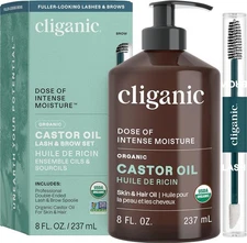 Cliganic Organic Castor Oil, 100% Pure - For Hair, Skin, Face, Eyelashes & Eyebr