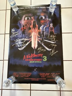 Nightmare on Elm Street 3 Autograph Signed by 5! Movie Poster Englund SWAU COA