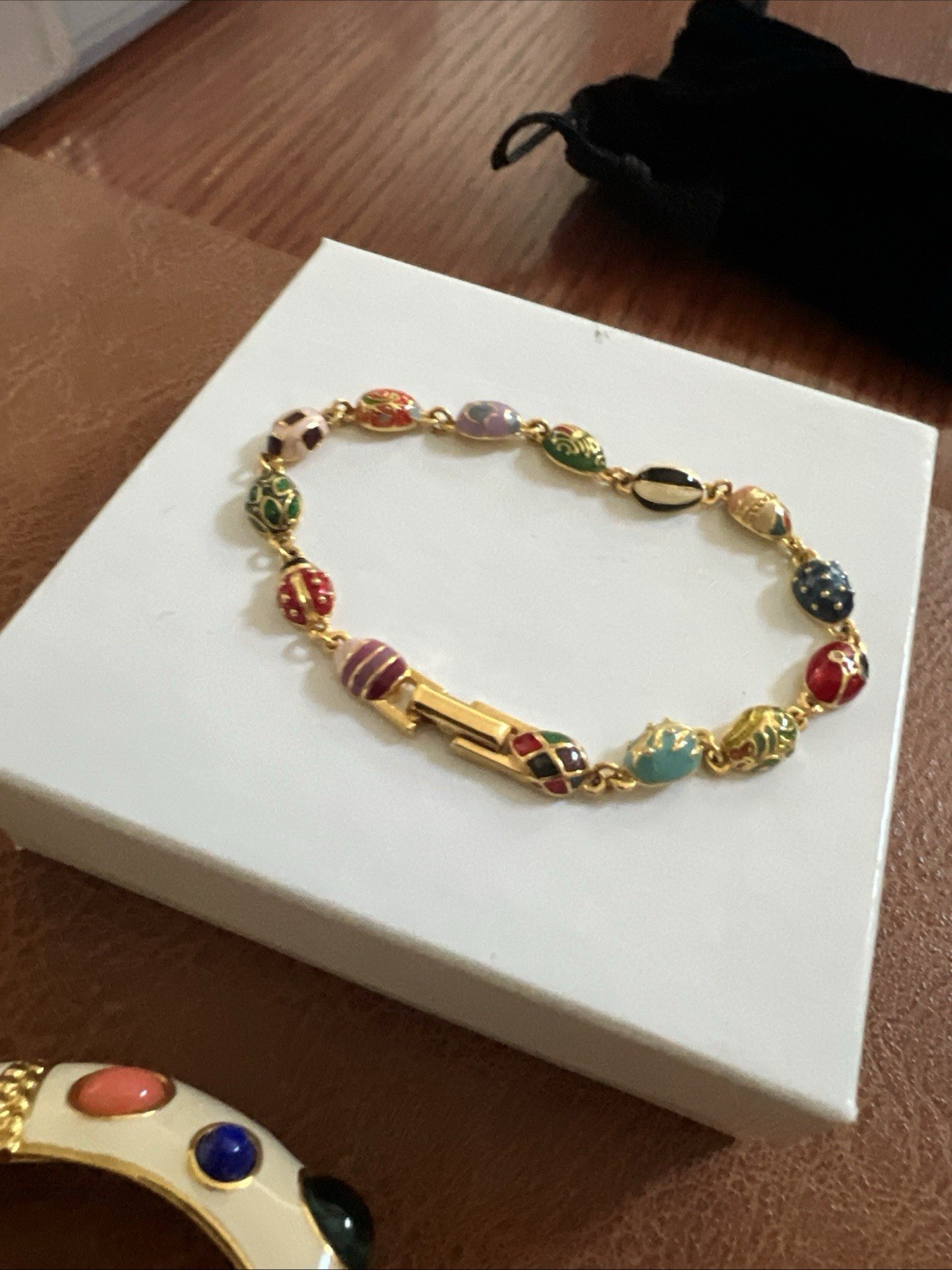 Joan Rivers Colorful faberge egg enamel Bead Bracelet