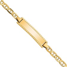14K Solid Yellow Gold Mariner Link ID Bracelet