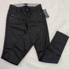 NWT Tommy Hilfiger Women's Black Straight Leg Trousers Dress Pants Moto Zip Sz 2