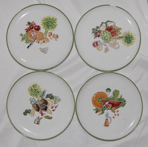 Set Of 4 Vintage Walter Hatches Italian Appetizer Serving Plates See Description