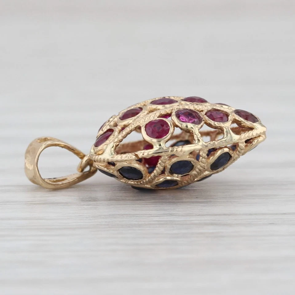 1.20ctw Blue Sapphire Red Ruby Reversible Pendant 14k Yellow Gold - Image 3 of 4