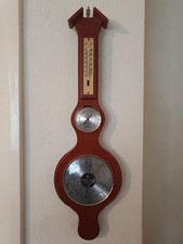 Banjo style weather station 60 cm tall with  barometer and thermometer vintage 