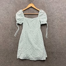 Ava ever Dress Girls 10 Years Green Floral Short Sleeve Cotton zip 4002