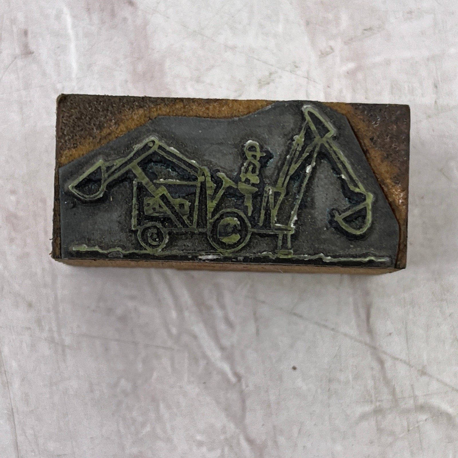 Vintage Retro Backhoe Digger Letterpress Printers Block Plate SB8