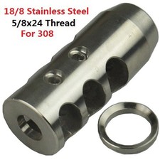 Stainless Steel Competition Muzzle Brake 5/8x24 TPI For .308 .338