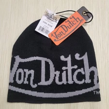 MENS VON DUTCH BLACK BEANIE HAT ONE SIZE